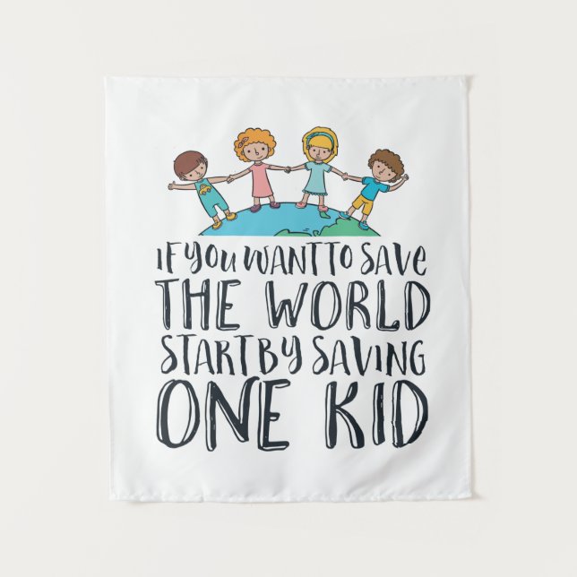 Tapiz Campaña para detener el maltrato infantil, sensibi (Anverso)