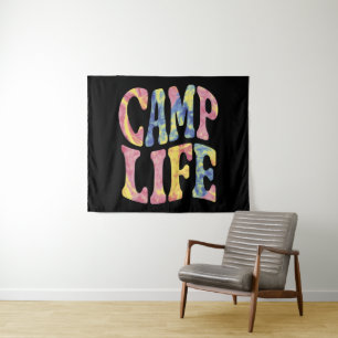 Tapiz Camping Chicas de verano Camp Life Tie-Die Retro