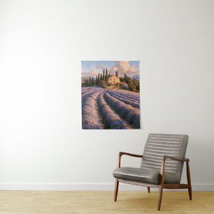 Tapiz Campos de Lavanda de Provenza y Villa de Campo