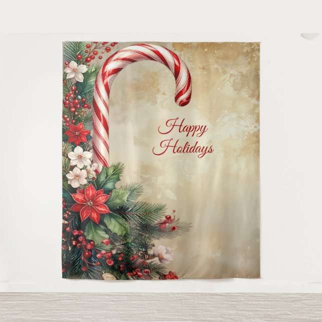 Tapiz Candy Cane Holiday Backdrop (Anverso)
