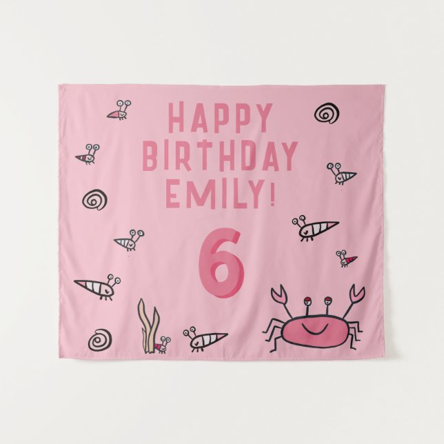 Tapiz Cangrejo rosa: animales de la concha Chica foto cu (Anverso (horizontal))