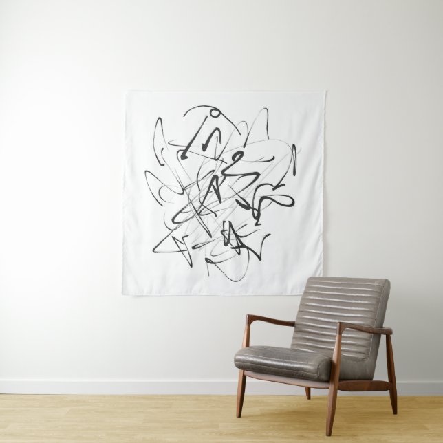 Tapiz Caos en la tinta - Abstracción de línea expresiva (In situ)