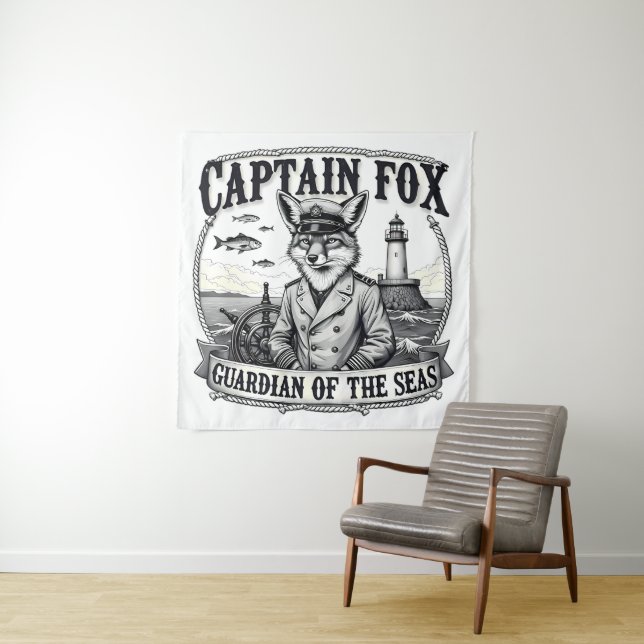 Tapiz Captain Fox Guardian of Seas Nautical Design (In situ)