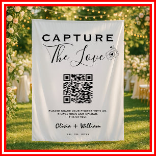 Tapiz Captura El Amor Moderno Código QR Fondo de Boda
