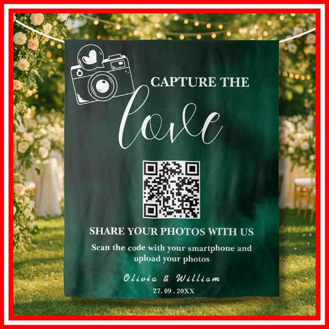 Tapiz Capture The Love Emerald Green QR Backdrop (Subido por el creador)