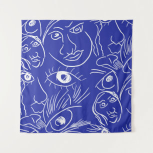 Tapiz Cara de belleza: dibujo de una línea.