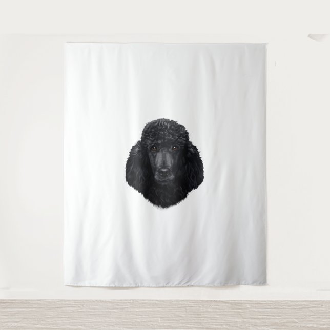 Tapiz Cara de perro caniche negro (Anverso)