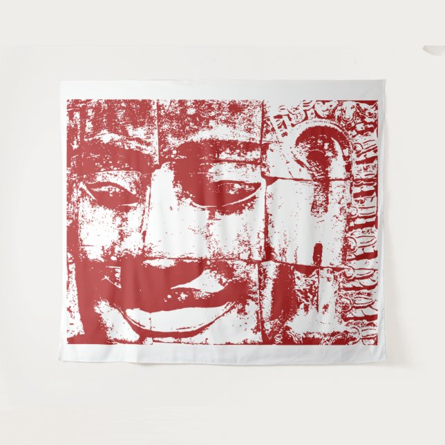 Tapiz Cara de piedra jemer... Templo de Bayon, Camboya (Anverso (horizontal))