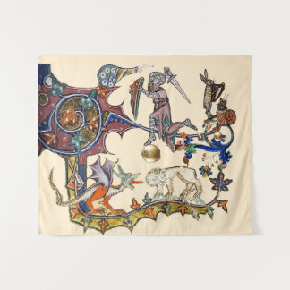 Tapiz Caracol medieval de guerra bESTIARIA contra caball