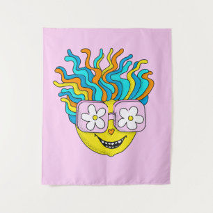 Tapiz Carácter sonriente divertido con anteojos rosados 
