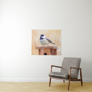 Tapiz Carbonero en pintura de casa de pájaros Arte de pá