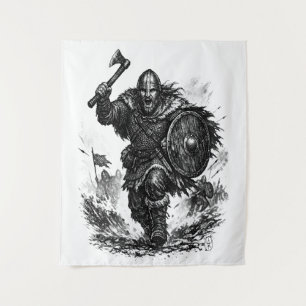 Tapiz Carga de Guerrero Vikingo - Batalla de Tinta