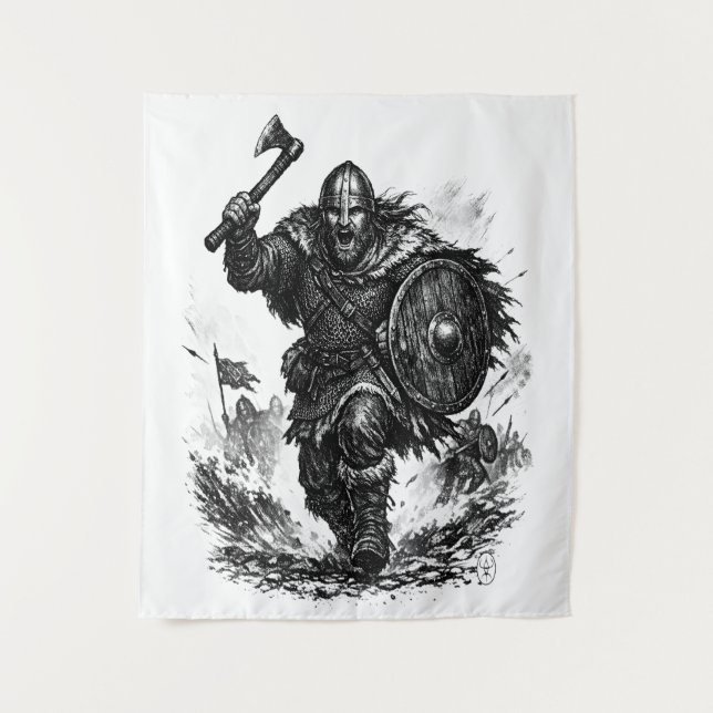 Tapiz Carga de Guerrero Vikingo - Batalla de Tinta (Anverso)