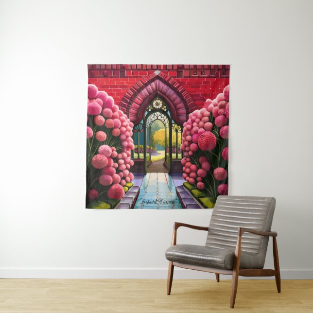 Tapiz Carnations Adorn Gate: Bienvenidos a Secret Garden (In situ)