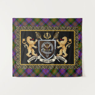 Tapiz Carnegie Clan Badge & Motto con Leones