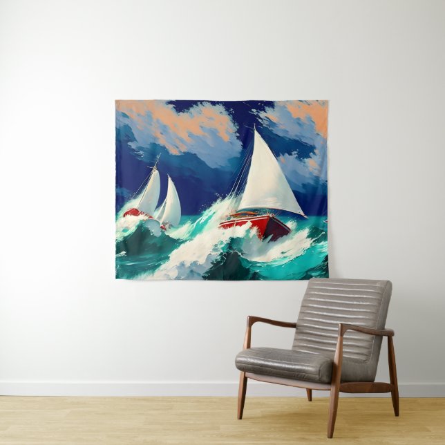 Tapiz Carreras de veleros en los mares pesados (In situ (horizontal))