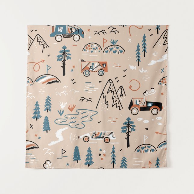 Tapiz Carreras fuera de carretera. Rally Mountain Forest (Anverso)