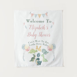 Tapiz Cartel de Bienvenida a Baby Shower de Dinosaurio A