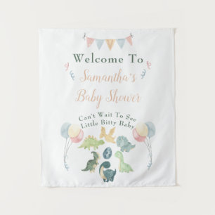 Tapiz Cartel de Bienvenida a Baby Shower de Dinosaurio A