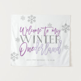 Tapiz Cartel de bienvenida a Winter ONEderland con brill