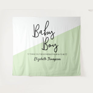 Tapiz Cartel de bienvenida con fondo de bebé niño verde
