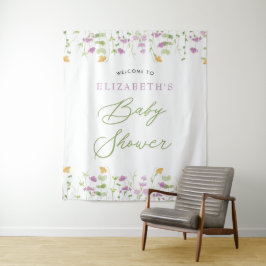 Tapiz Cartel de bienvenida de acuarela verde amarilla y 