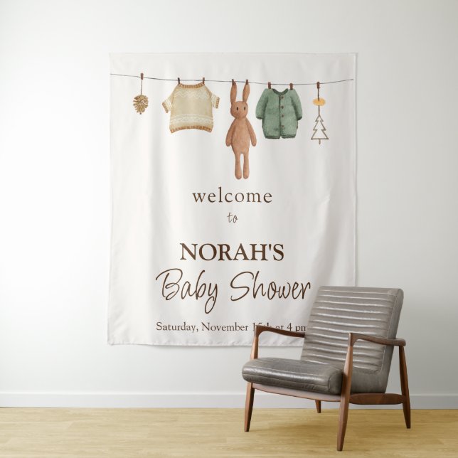 Tapiz Cartel de bienvenida de Baby Shower de Boho Boy Cl (In situ)