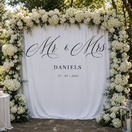 Tapiz Cartel de bienvenida de boda en blanco y negro mod