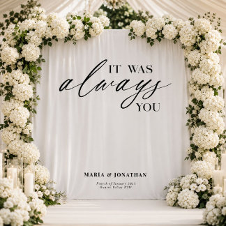 Tapiz Cartel de bienvenida de boda en blanco y negro mod