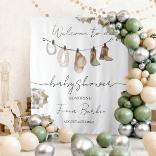 Tapiz Cartel de bienvenida de Cowboy Baby Shower.