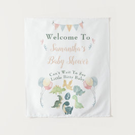 Tapiz Cartel de bienvenida para Baby Shower de Dinosauri