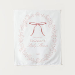 Tapiz Cartel de bienvenida para baby shower de lazos ros