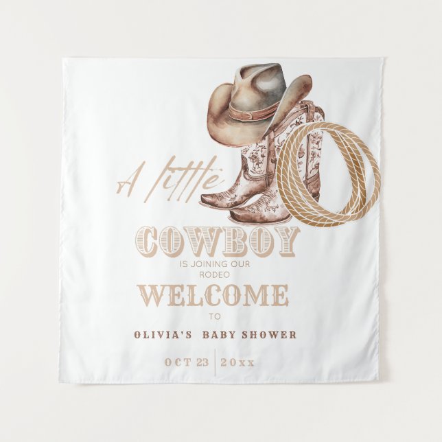 Tapiz Cartel de bienvenida para baby shower de pequeño v (Anverso)