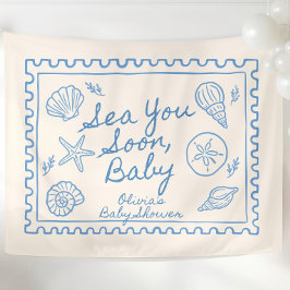 Tapiz Cartel de Bienvenida para Baby Shower Sea You Soon