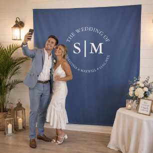 Tapiz Cartel de Bienvenida para Selfie de Boda con Monog