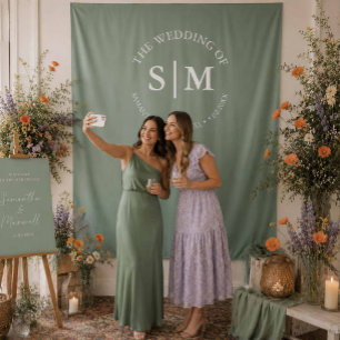 Tapiz Cartel de Bienvenida para Selfies de Boda con Mono