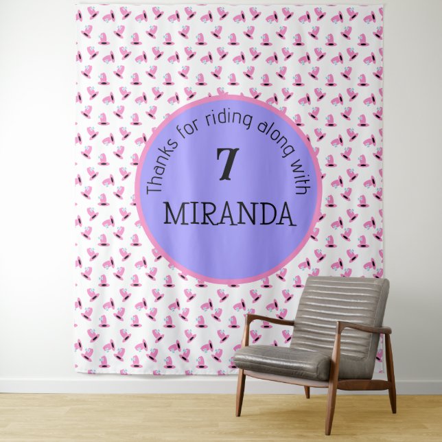 Tapiz Cartel de cumpleaños de niña de vaca (In situ)