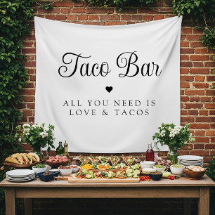 Tapiz Cartel de Fiesta de Boda Amor Moderno y Tacos