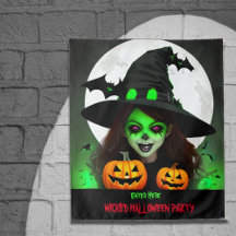 Cartel de fiesta de Halloween de la bruja malvada