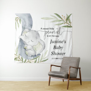 Tapiz Cartel de fondo para baby shower de elefante neutr