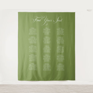 Tapiz Cartel de gráfico de asientos de boda verde marfil