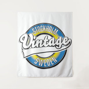 Tapiz Cartel de logotipo vintage de Estocolmo Suecia