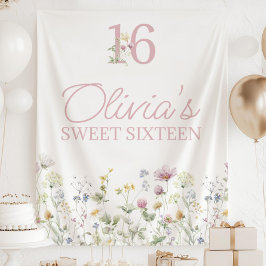 Tapiz Cartel de Sweet 16 de flores silvestres, cumpleaño