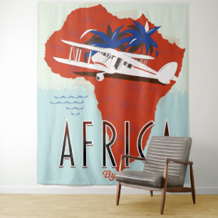 Tapiz Cartel de viaje por África en Avión