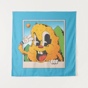 Tapiz Cartoon Retro Borroso de Signo de Paz Naranja