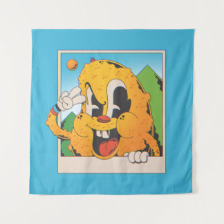 Tapiz Cartoon Retro Borroso de Signo de Paz Naranja