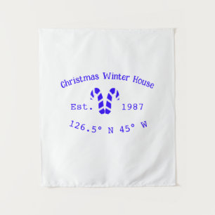 Tapiz Casa de Navidad de invierno bastones de caramelo a
