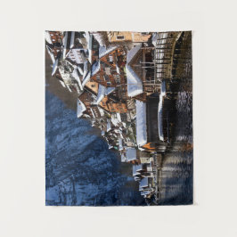 Tapiz Casas junto al lago de madera en Hallstatt, Austri