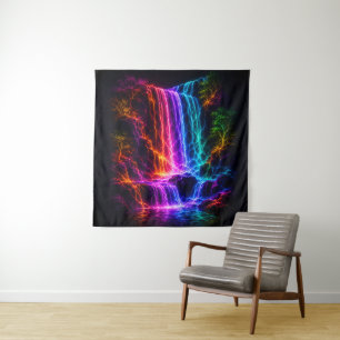 Tapiz Cascada del espectro eléctrico con árboles luminos
