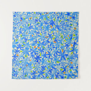 Tapiz Cascada floral: Flores azules patrón sin foco